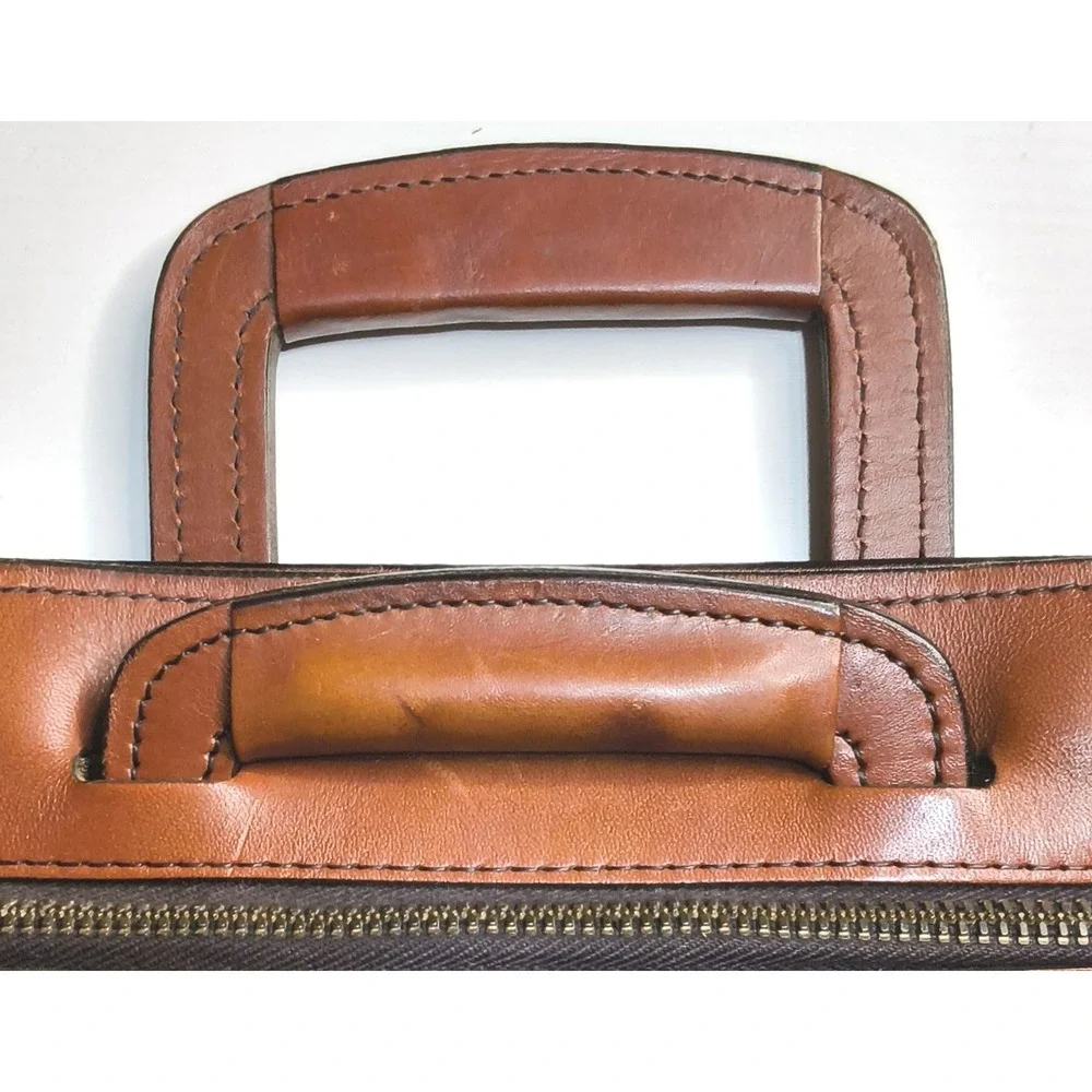 Vintage Schlesinger Brothers Briefcase Mens‎ Brown California Saddle Leather Bag
